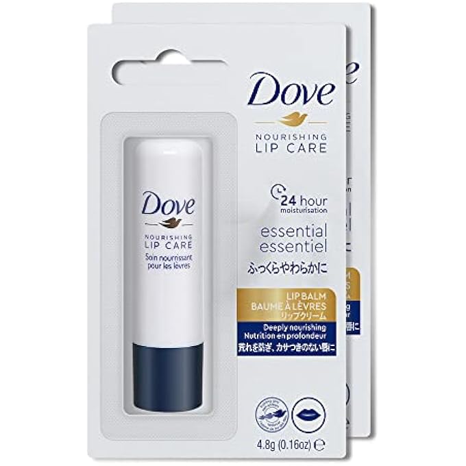 Dove ESSENTIAL NOURISHING LIP CARE WITH JOJOBA OIL AND SHEA BUTTER EXTRACT,LONG LASTING LIP BALM, 24 HOURS HYDRATION, IMPORTED,4.8GM,PO2, BLUE - Image 1